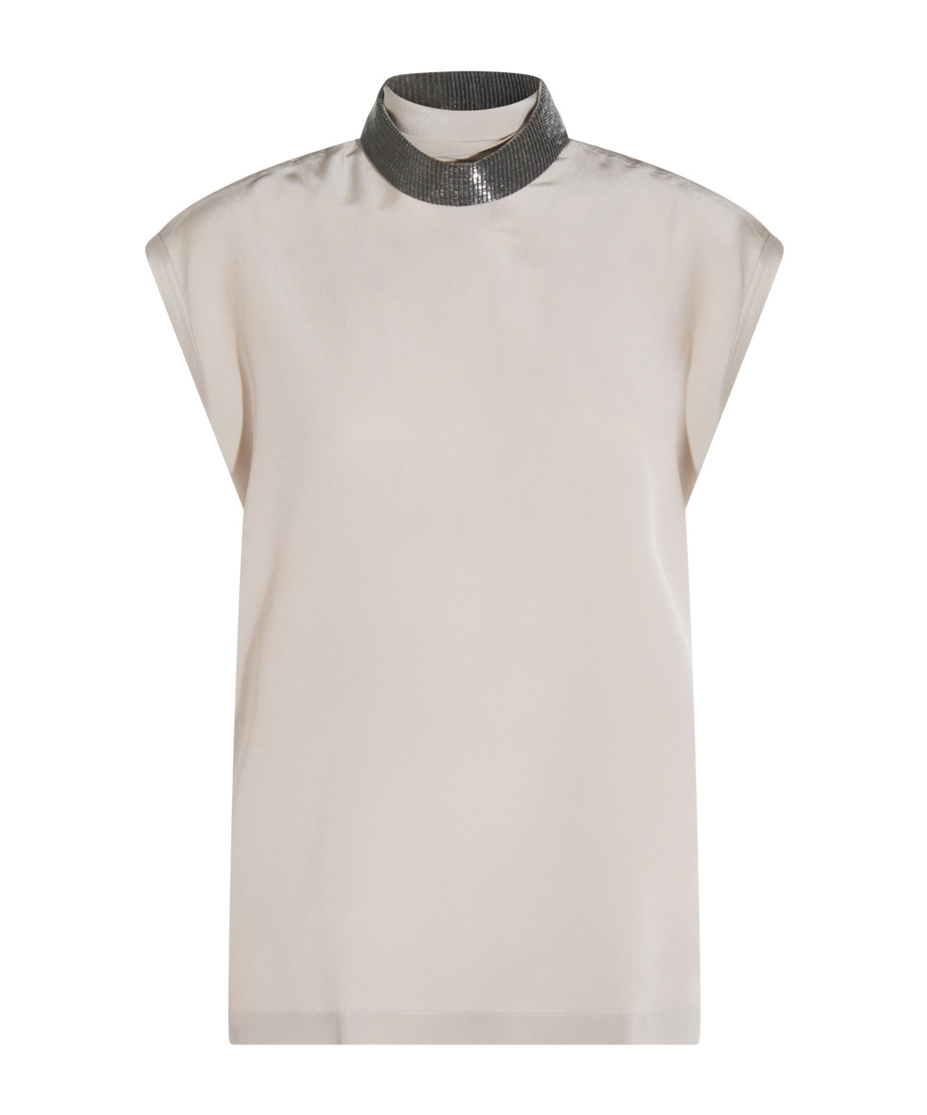 Brunello Cucinelli Keyhole Back Cap Sleeved Top In Gray