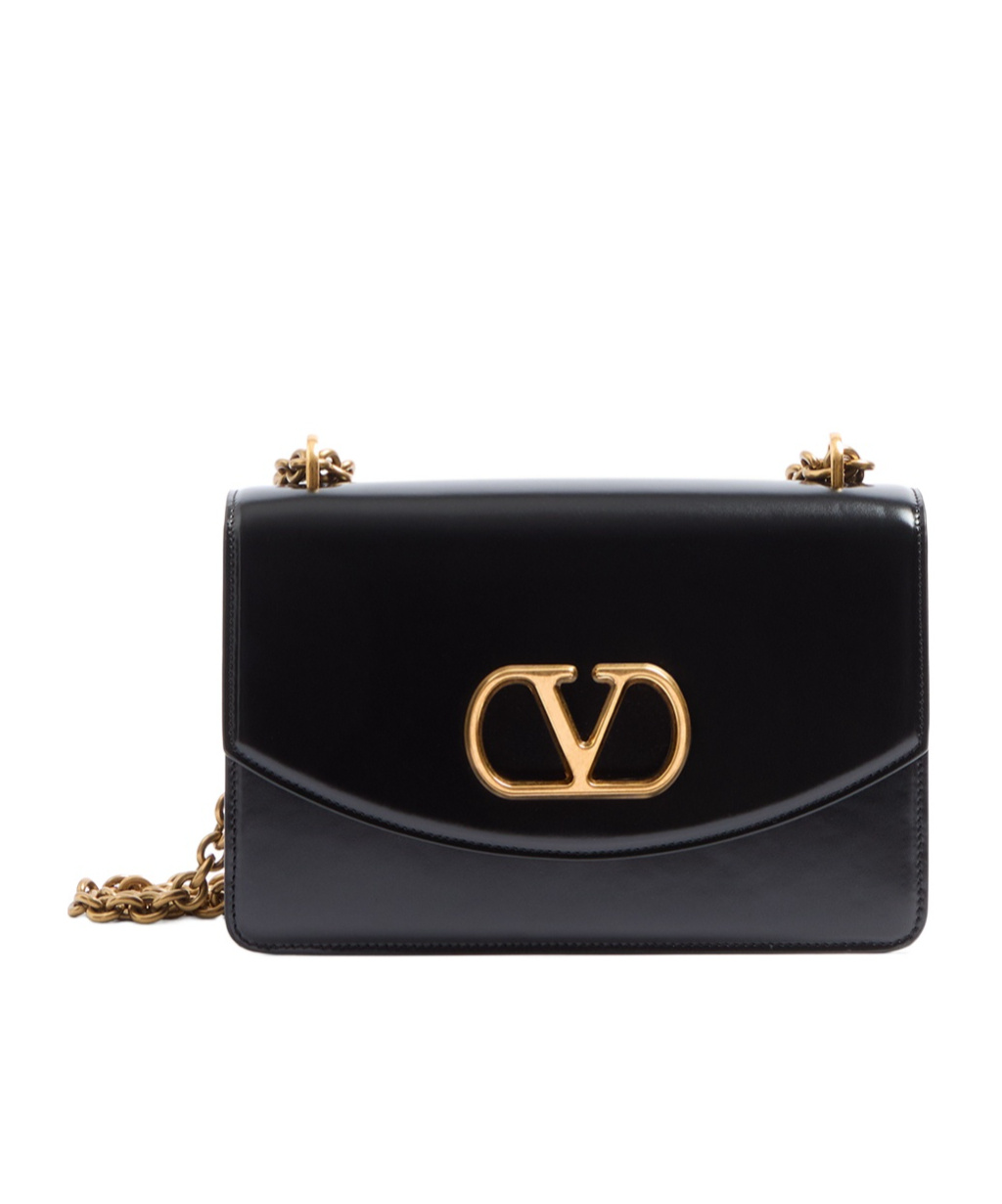 Valentino Garavani Garavani Vain Small Shoulder Bag In Shiny Calfskin Woman Black Uni