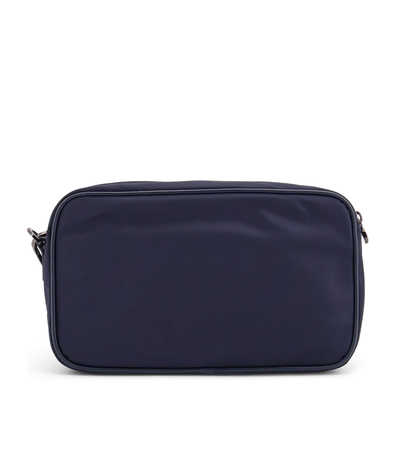 Kiton Nylon Clutch Bag With Iconic Logo Embroidery In Blue