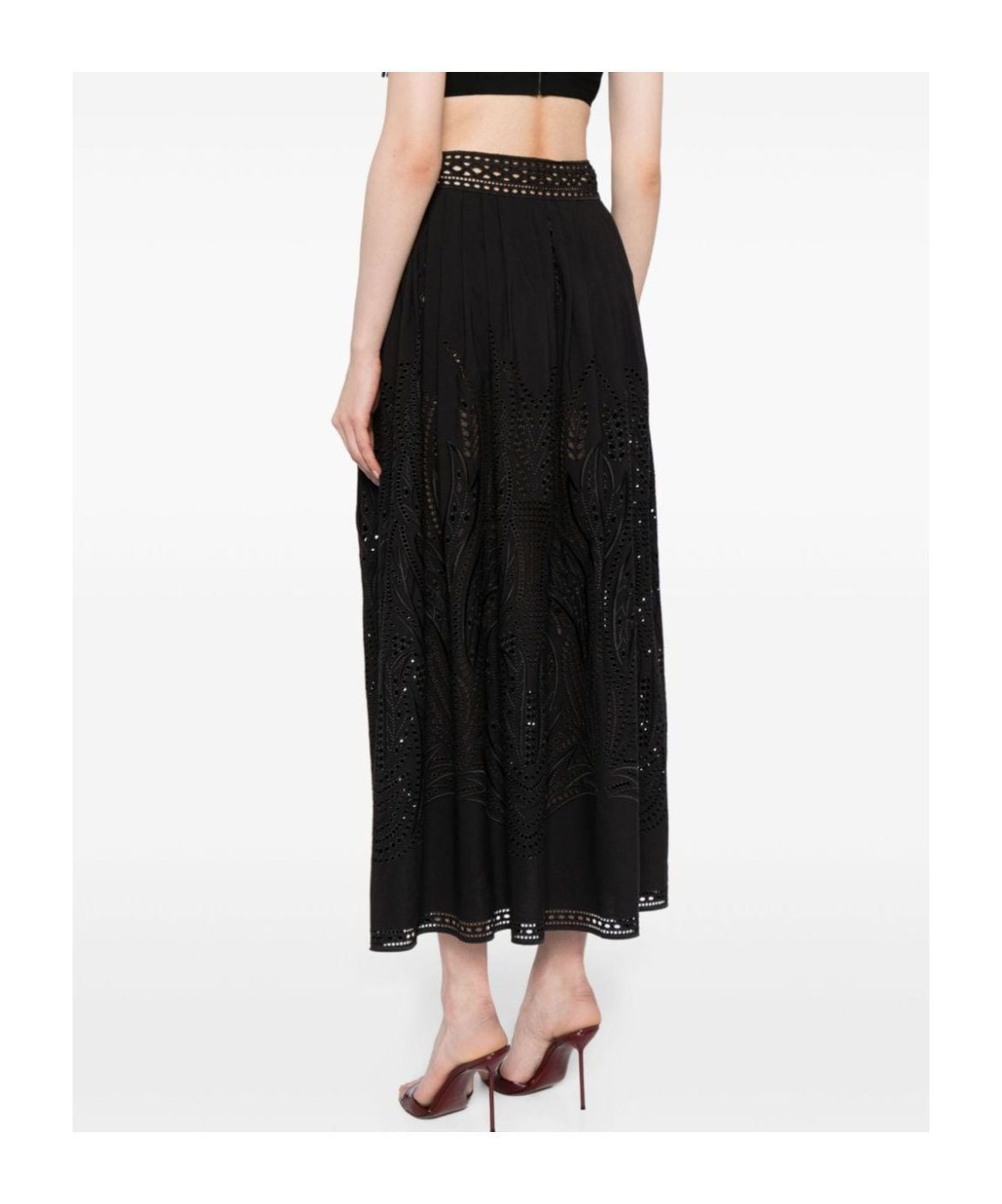 Alberta Ferretti Lace-detail Maxi Skirt In Black