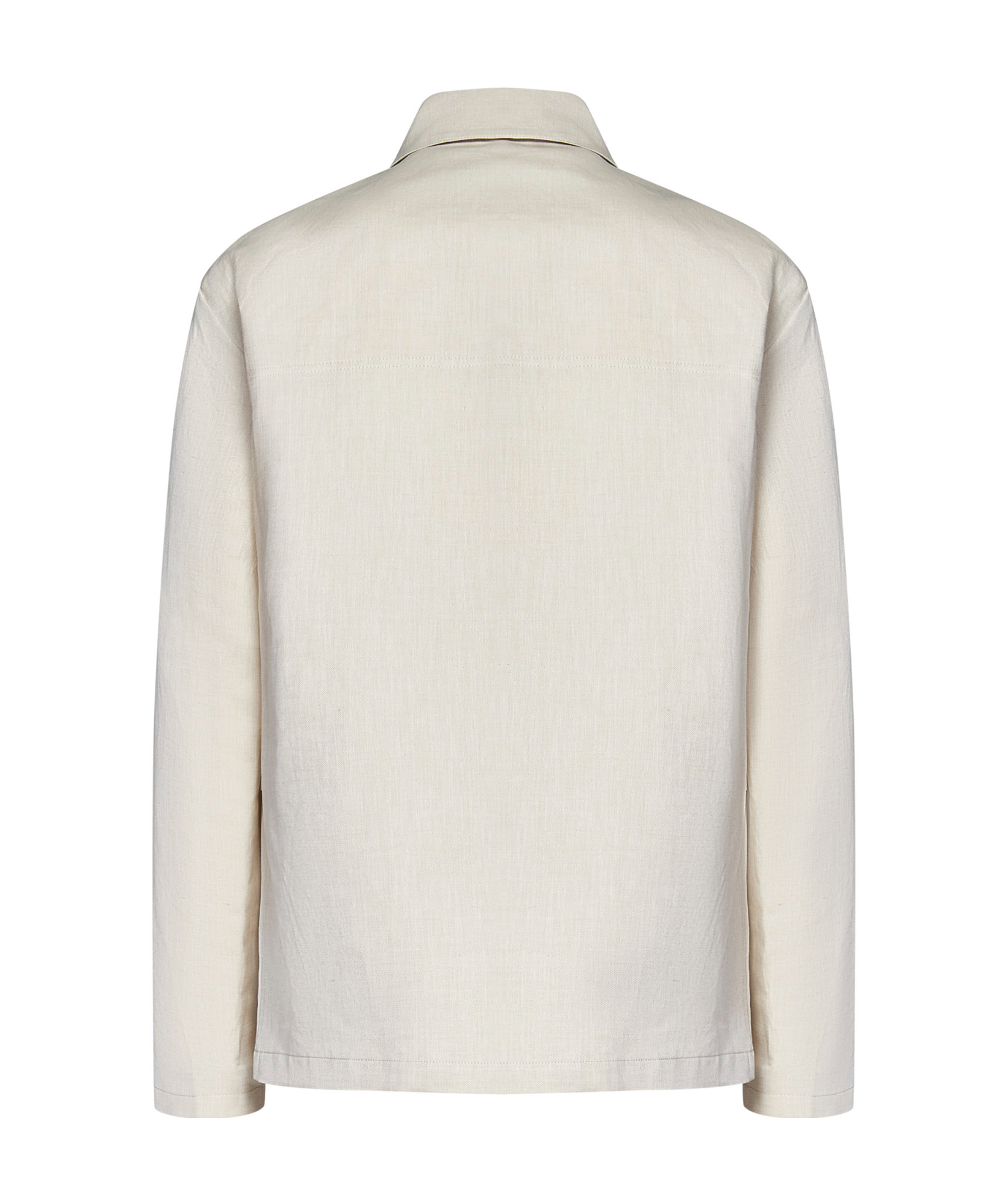 Drumohr Beige Button-up Shirt With And Textured Detail In White