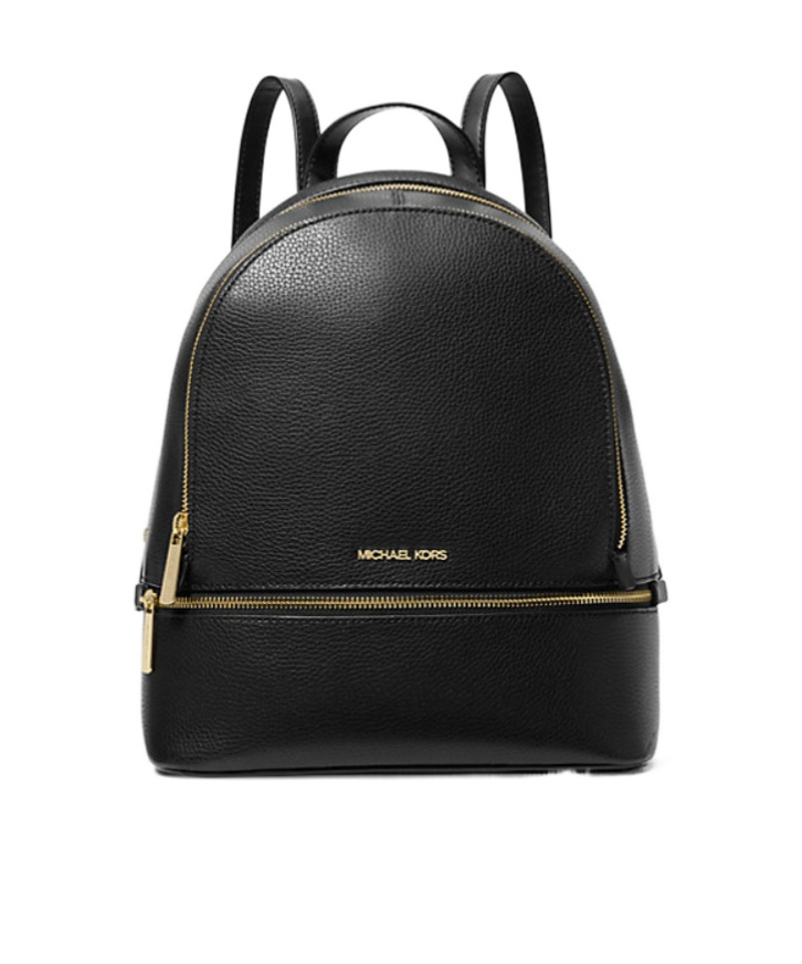Michael Kors Rhea Medium Pebbled Leather Backpack In Black