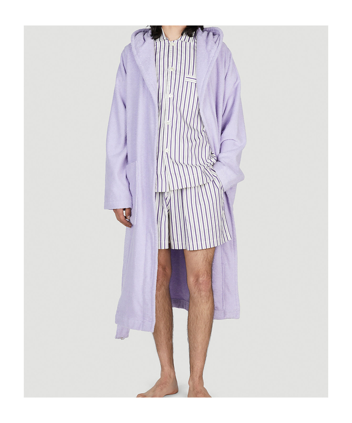 Tekla Lido Poplin Striped Sleep Shorts In White