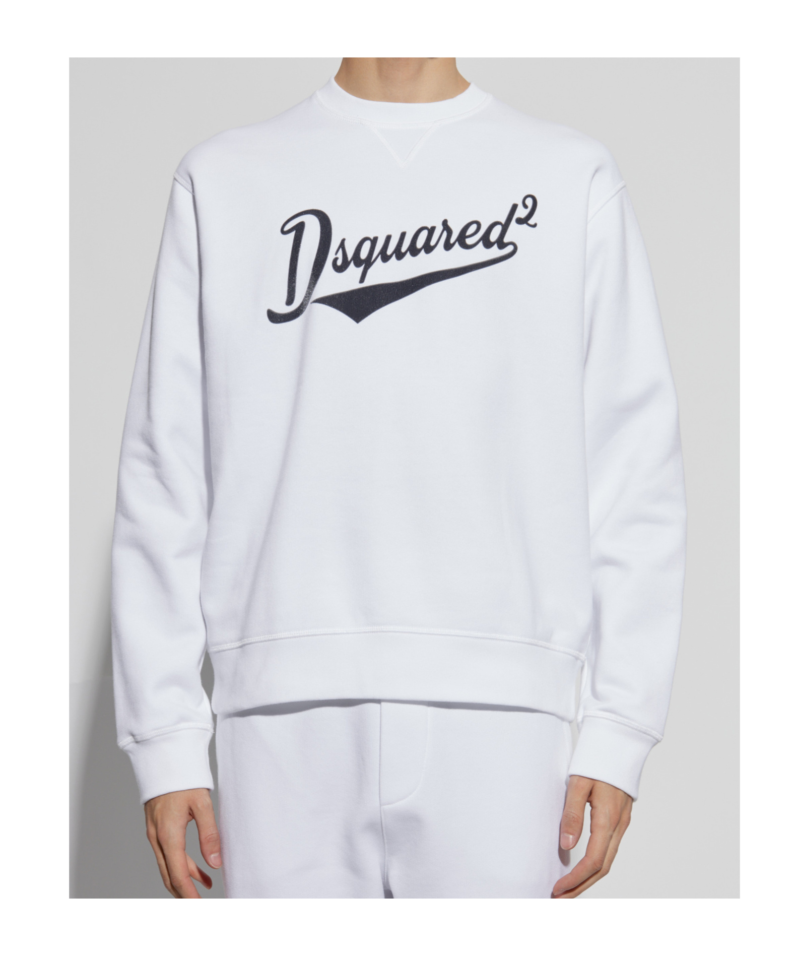 Dsquared2 Velvet Logo Sweatshirt In White