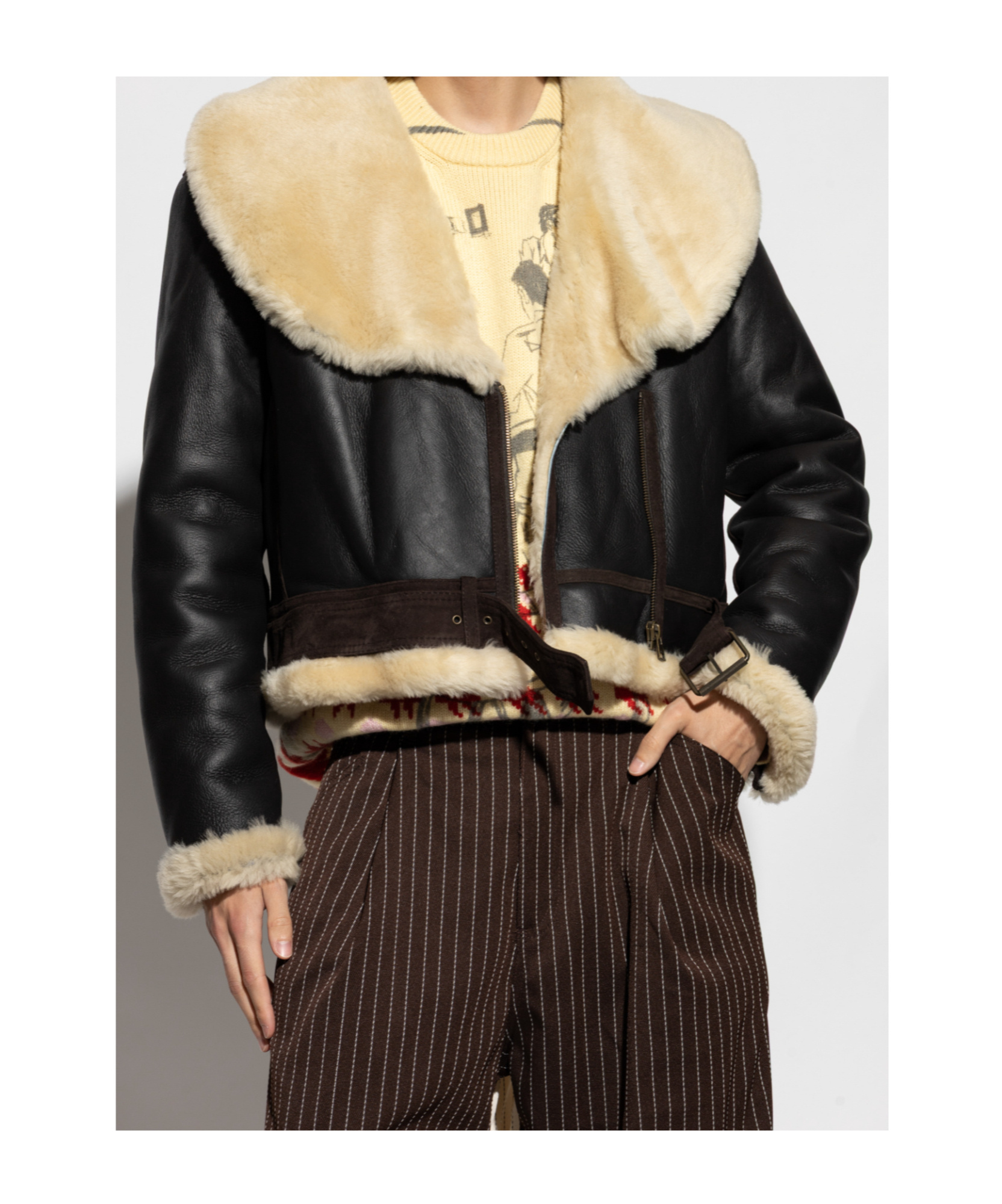 Jw Anderson Shearling Jacket In Black