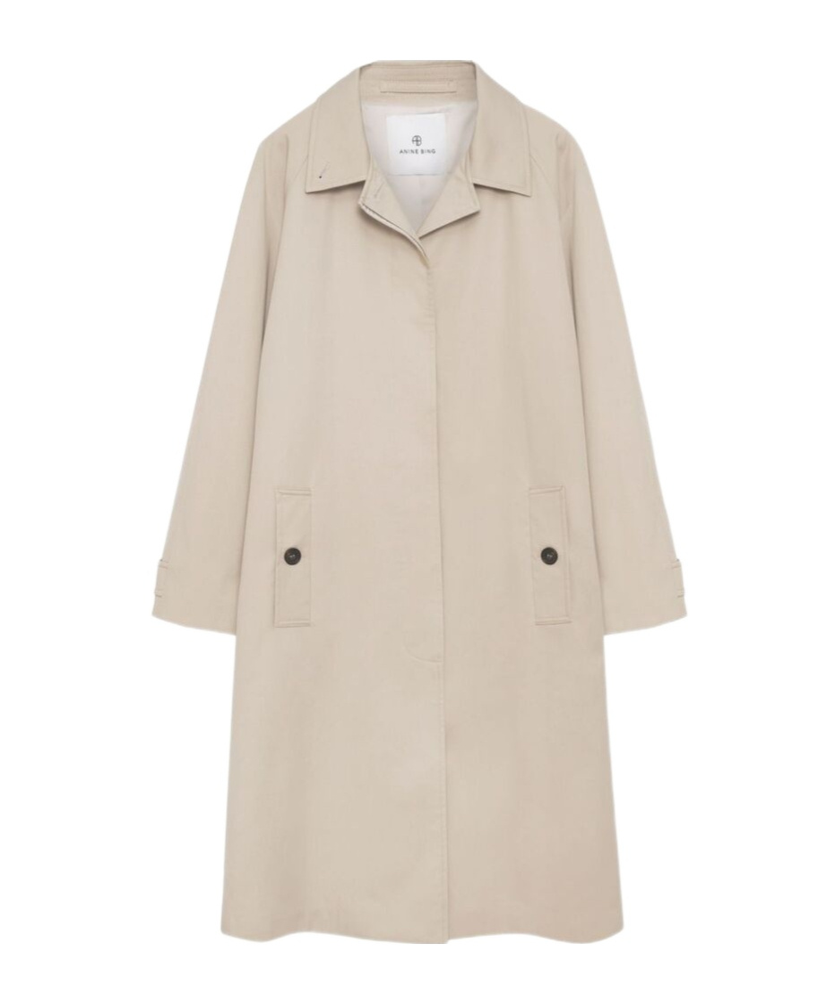 Anine Bing Randy Cotton Trench Coat In Nude