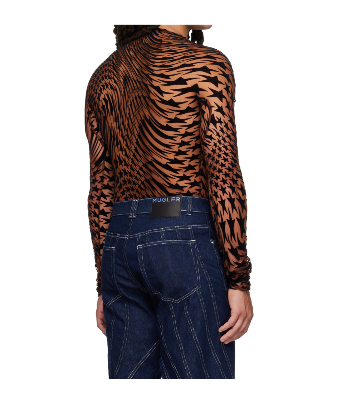 Mugler Star High-neck T-shirt In Brown
