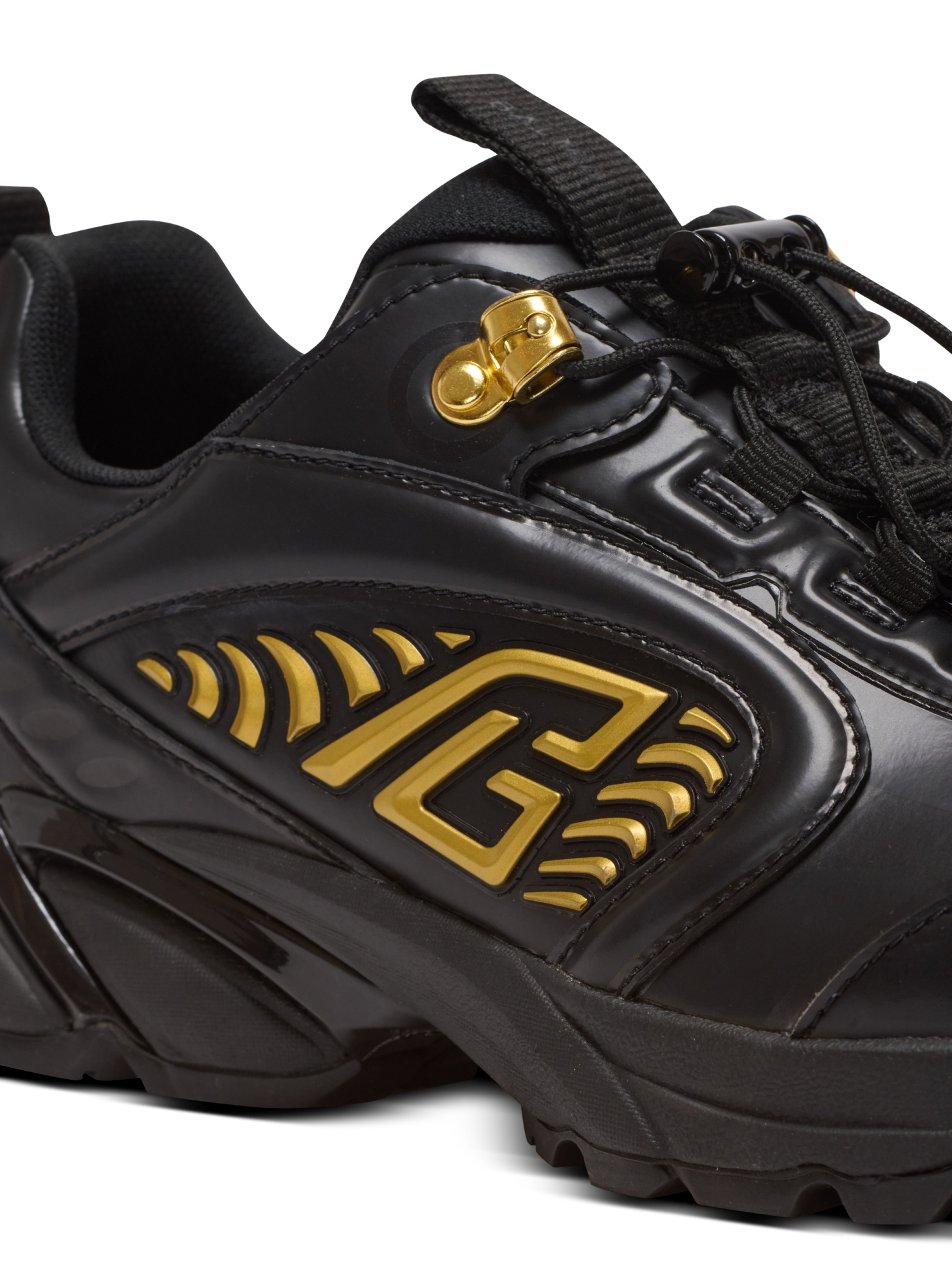 Balmain Cosmic Dust Glazed Leather Chunky Trainers In Black