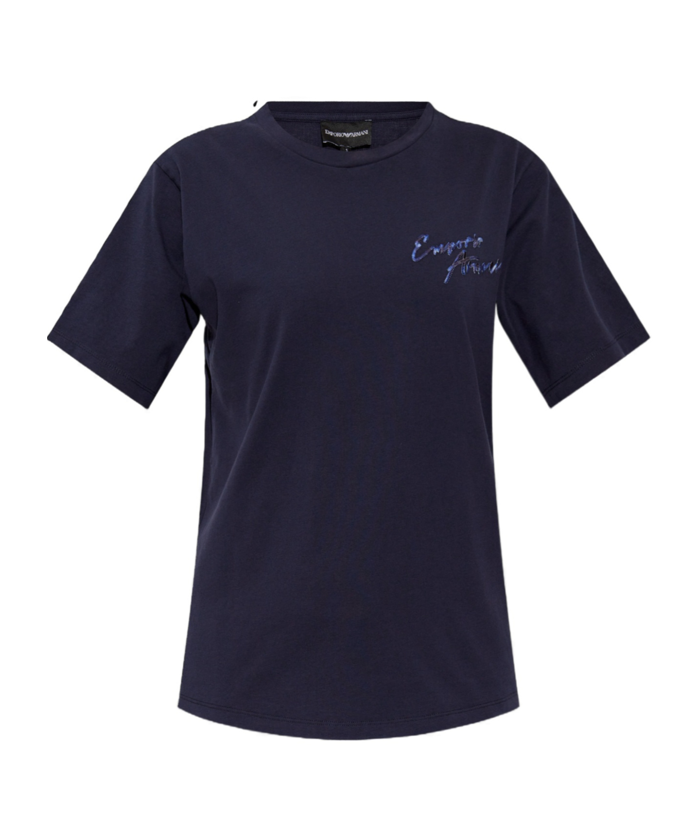 Shop Emporio Armani Logo-embroidered T-shirt In Black