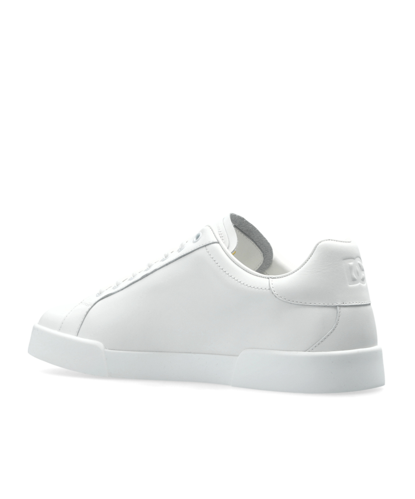 Dolce & Gabbana Portofino Calfskin Sneakers Dg Logo In White