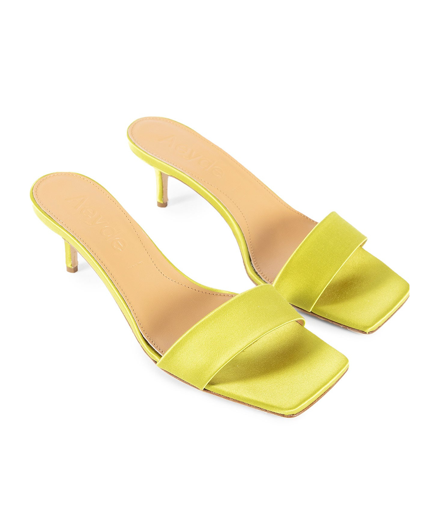 Aeyde Ilvy Satin Mules In Yellow