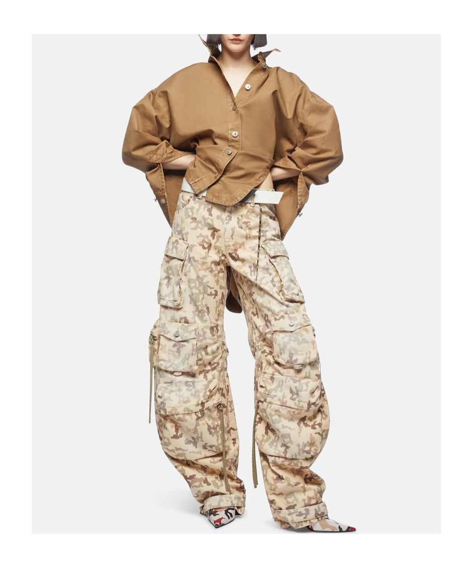 Attico Khaki Short Coat In Nude
