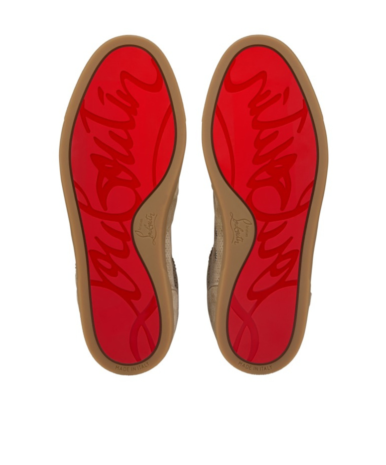 Christian Louboutin Rui Perforated Low-top Sneakers Suede Rubber In Brown