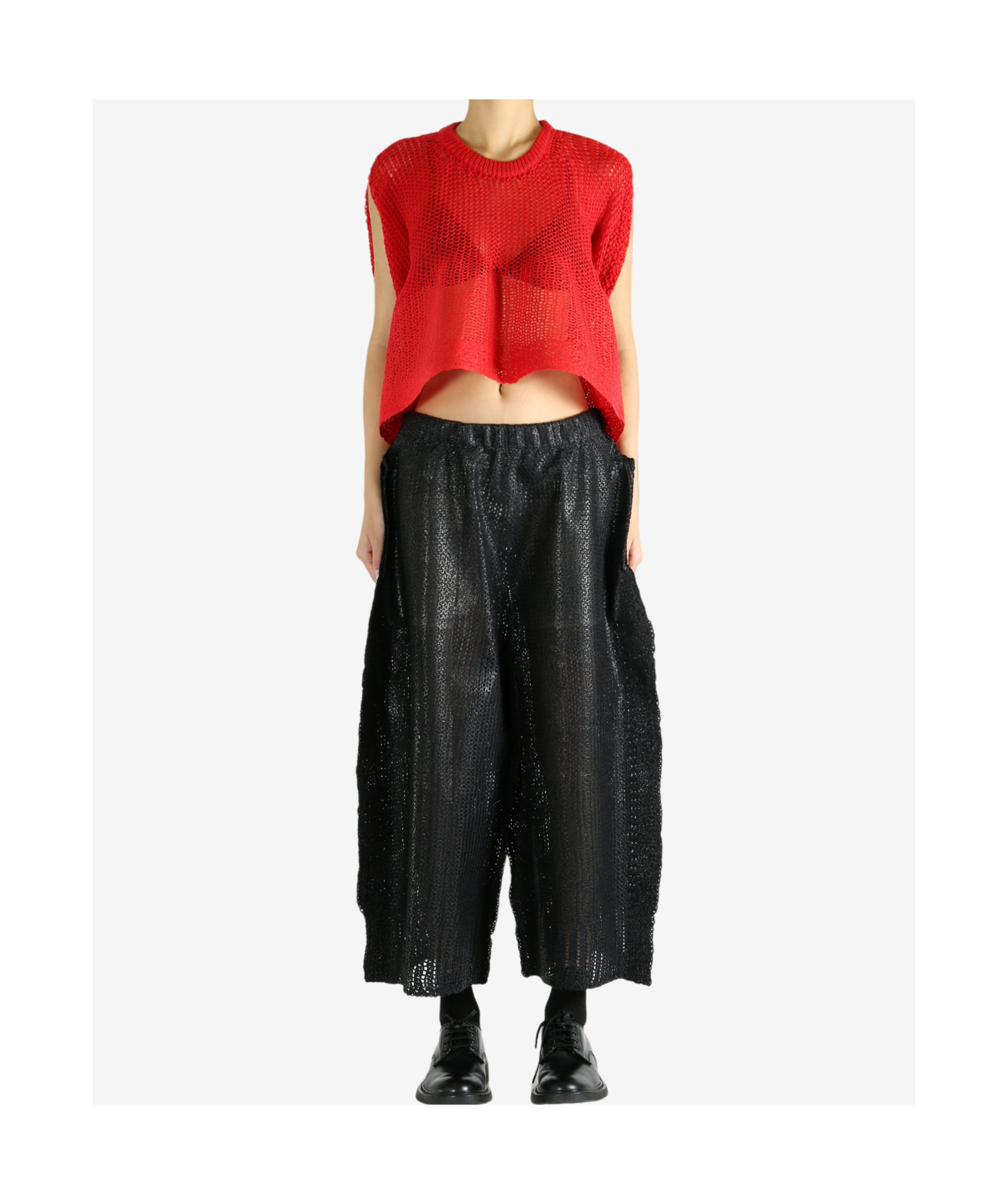 Issey Miyake Panini Knitted Sleeveless Top In Red
