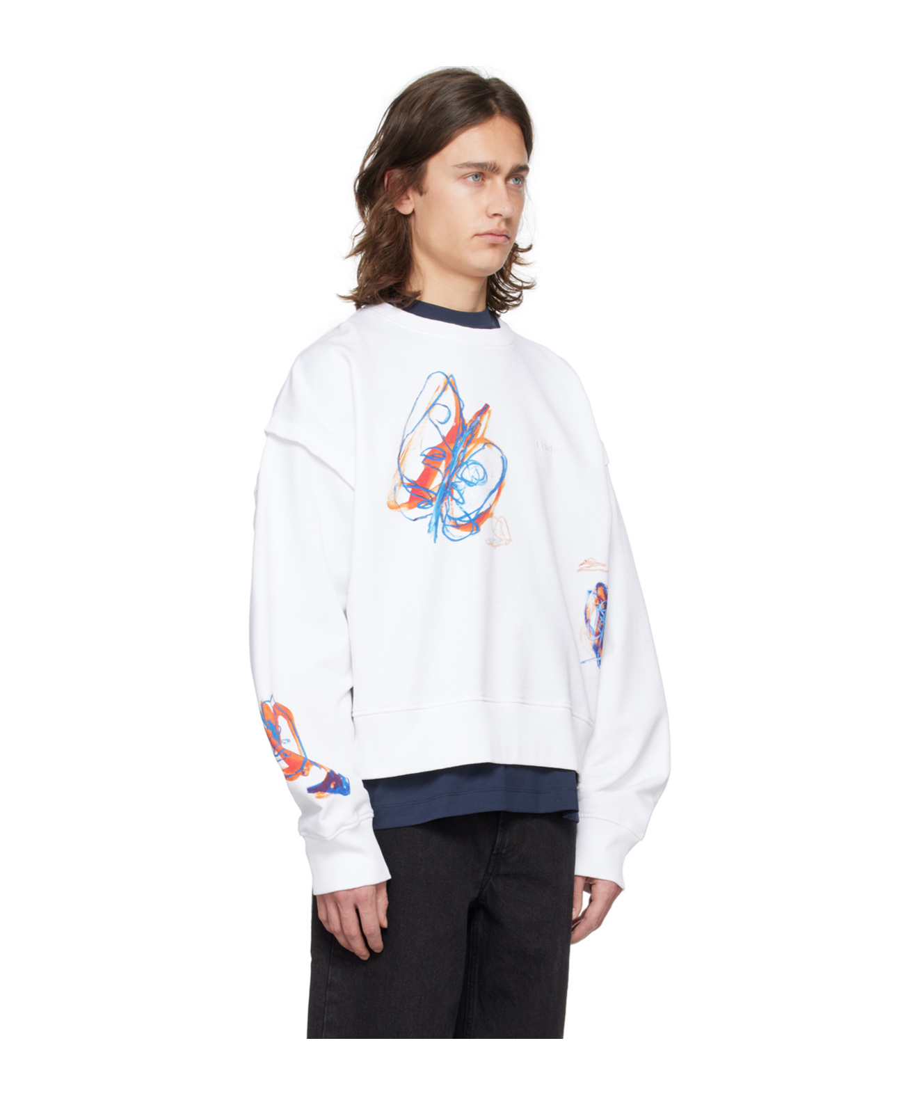 Etudes Studio Pattern Printed Long-sleeved Hoodie In White