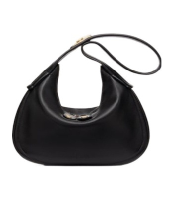 Valentino Vlogo Signature Leather Shoulder Bag In Black