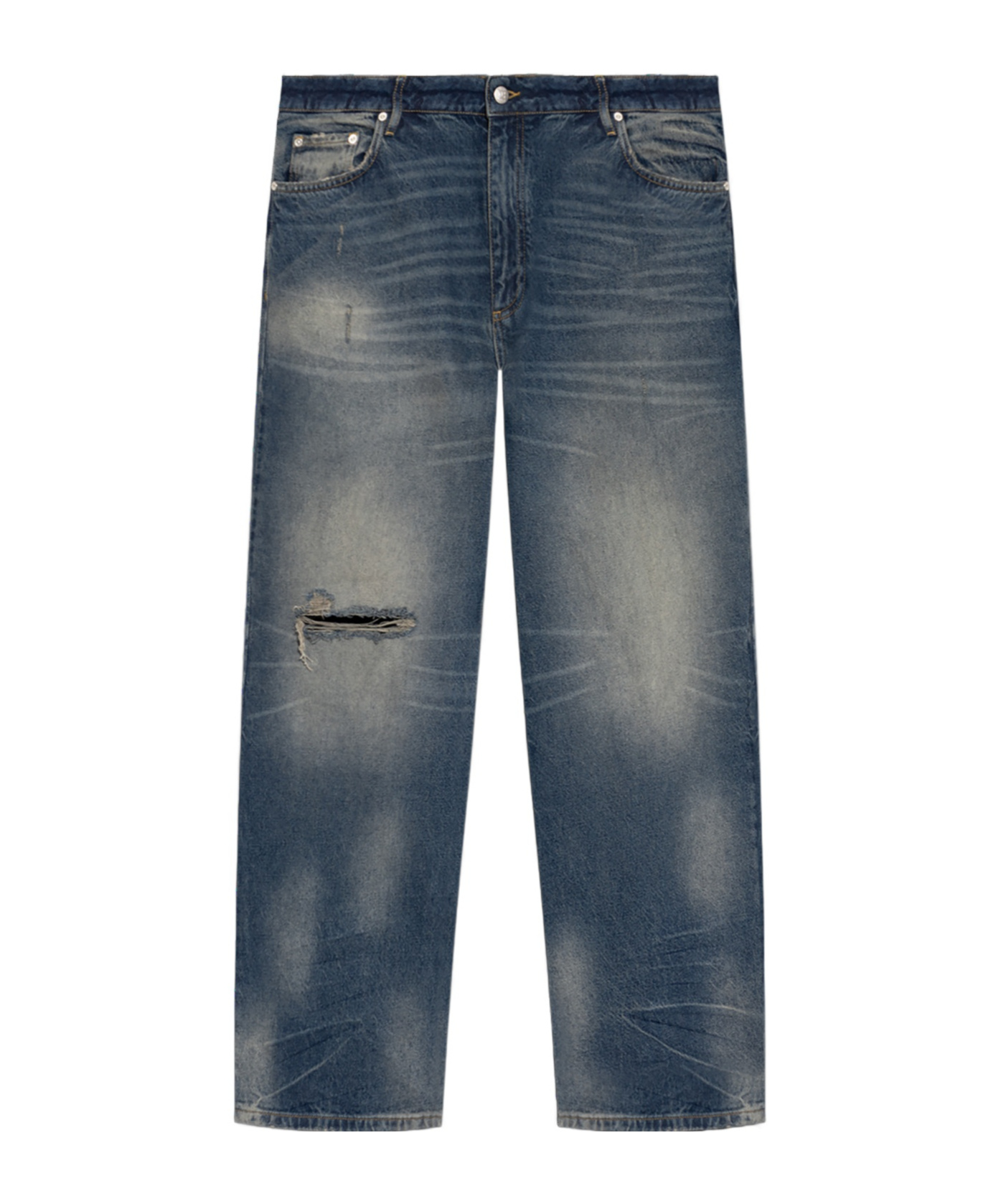 Misbhv Faded Distressed Denim Trousers In Blue