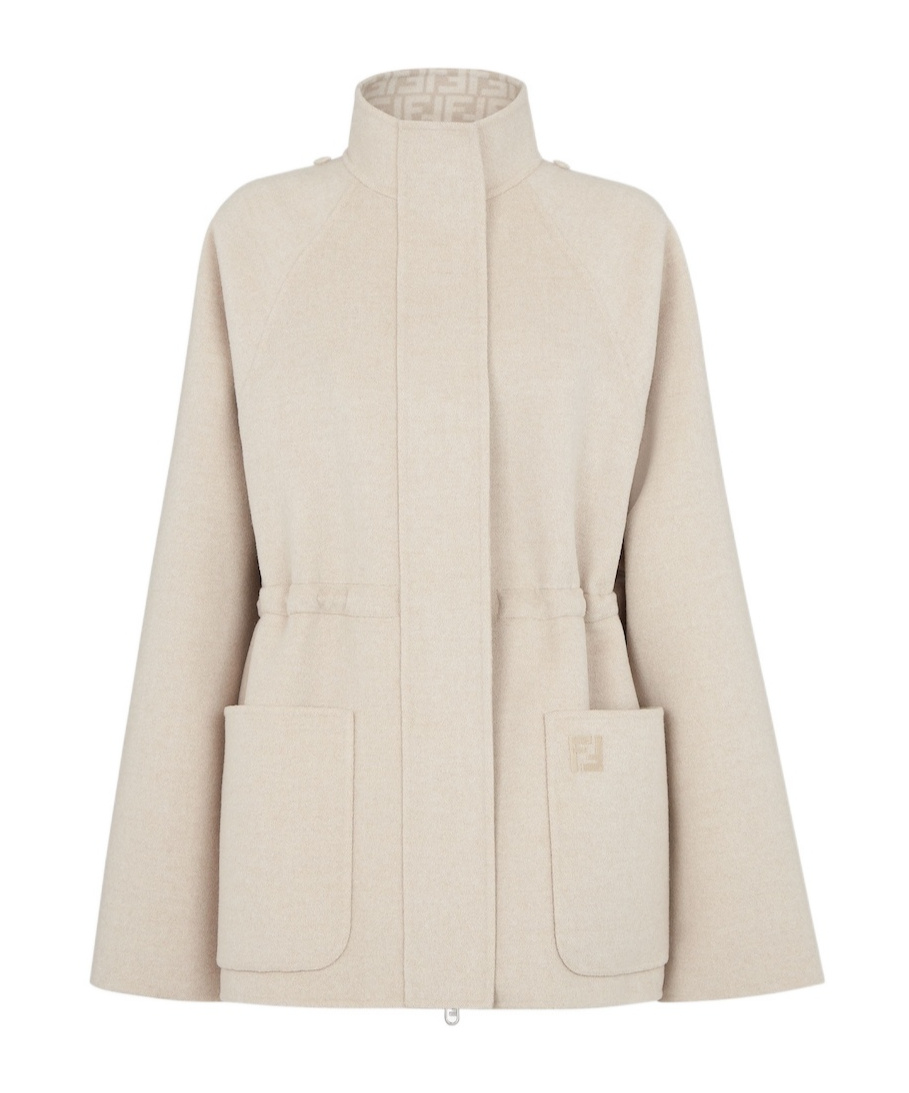 Fendi Ff Wool Parka Puffer Jackets Beige In Nude