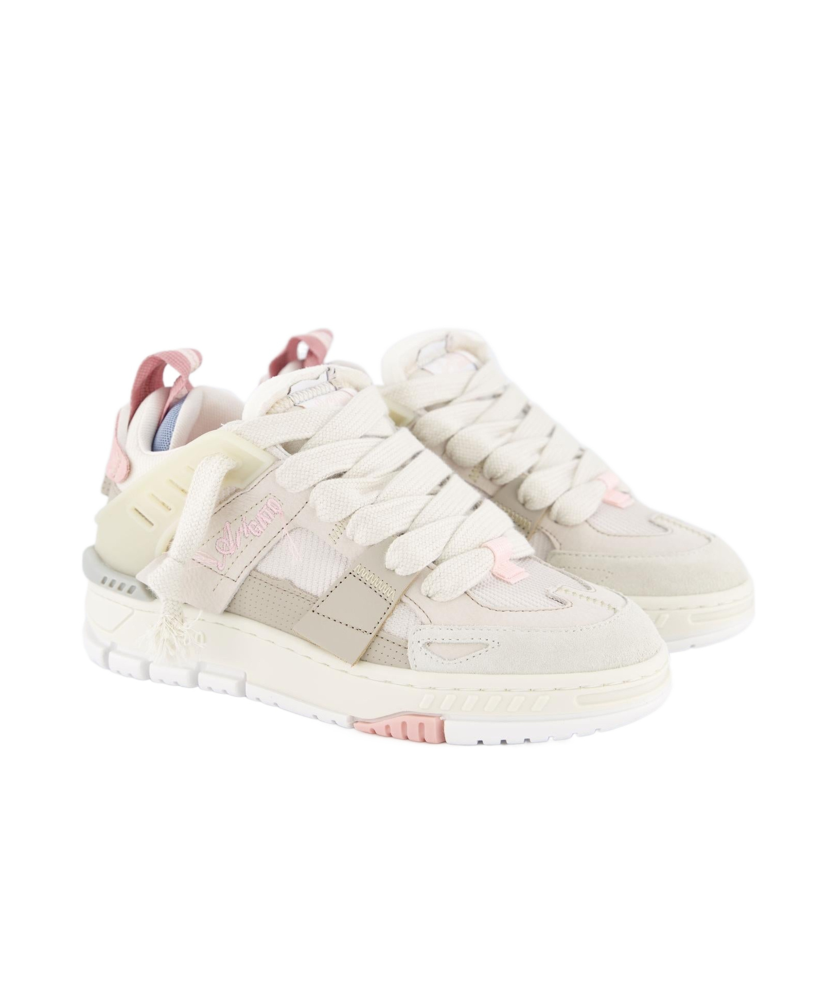 Axel Arigato Area Patchwork Sneakers In Beige Suede And Fabric In White