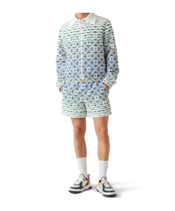 Casablanca Cotton Blend Bermuda Shorts With Geometric Pattern In White