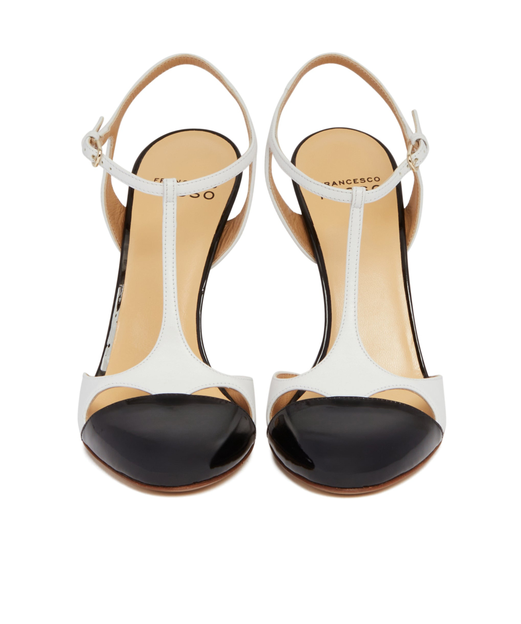 Francesco Russo Two-toned T-bar Pumps In White
