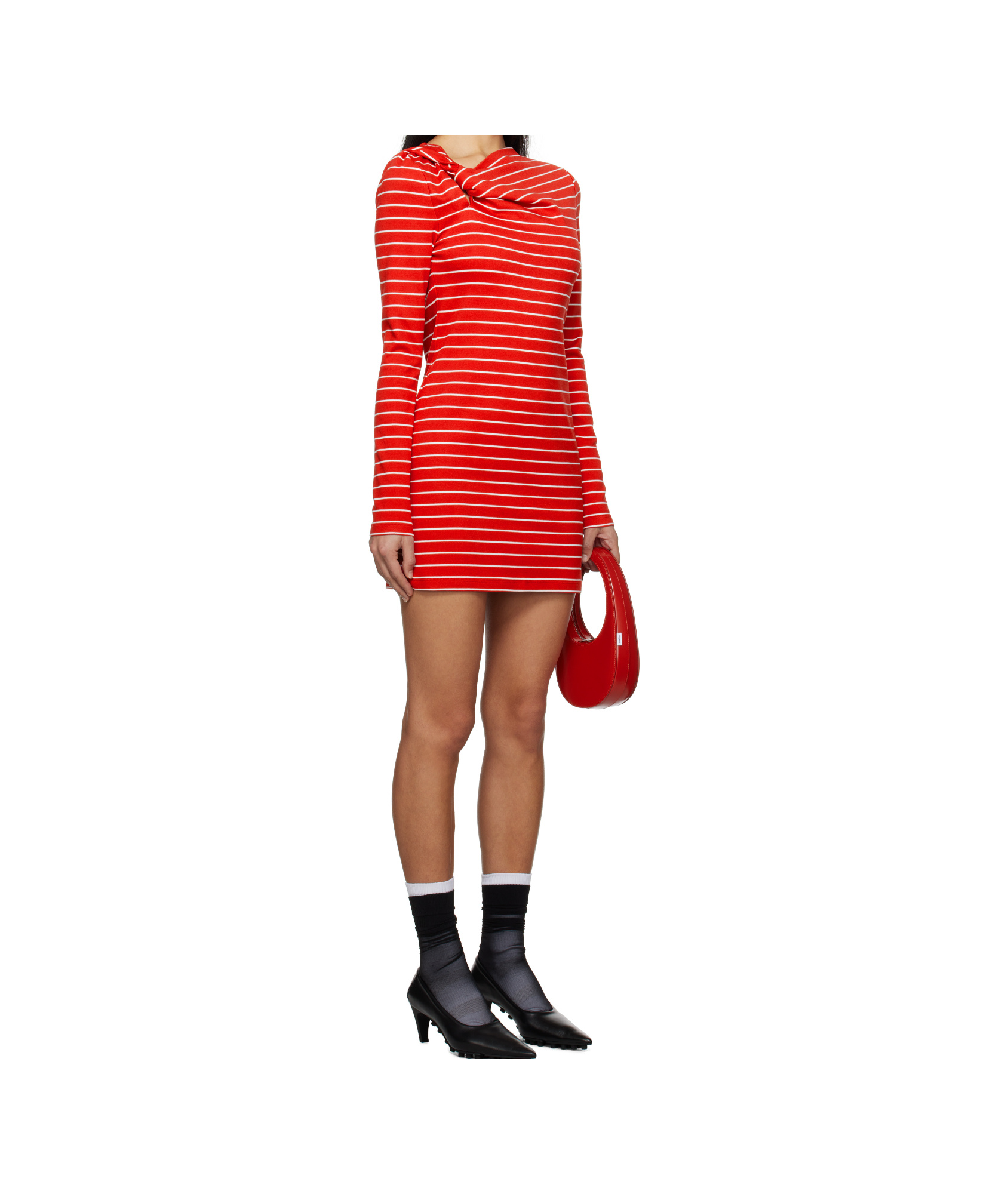 Msgm Striped Dress In Red
