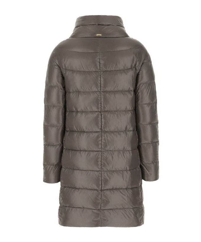 Herno Quilted Down Long Jacket In Gray