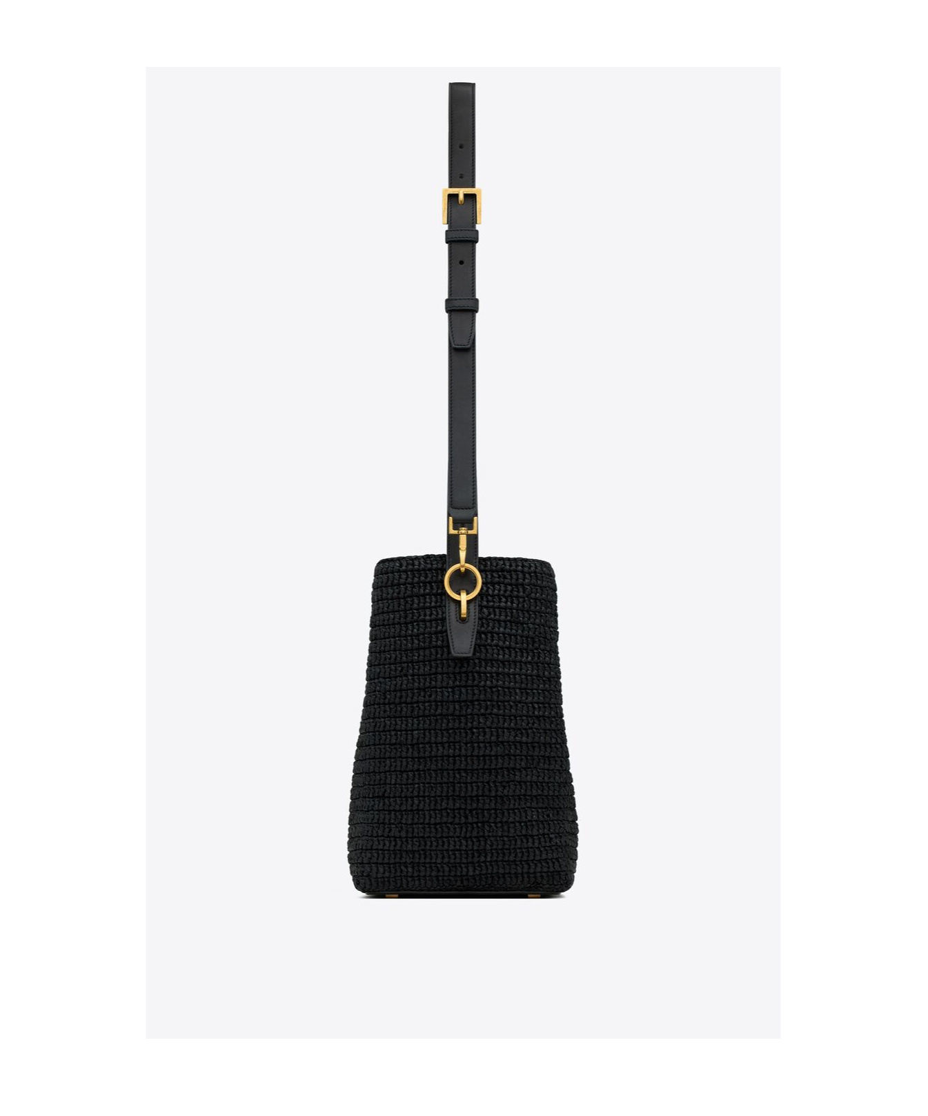 Saint Laurent Le 37 Raffia Bucket Bag In Black