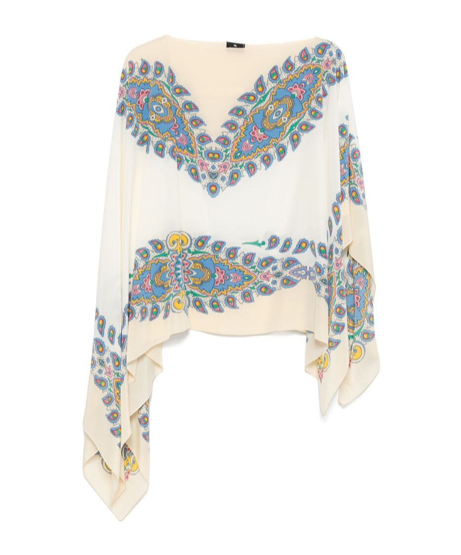 Etro Paisley-print Silk Asymmetric Poncho In Multicolor