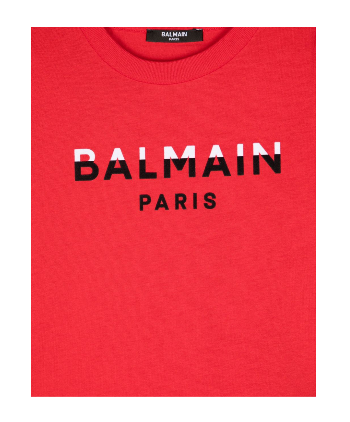 Balmain Logo-print Cotton T-shirt In Red
