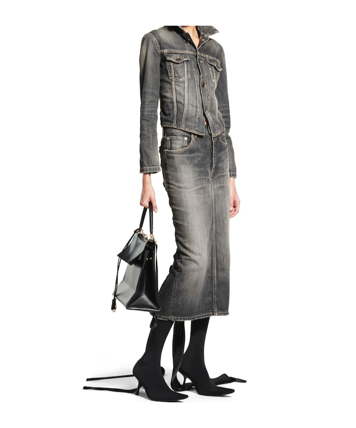 Shop Balenciaga Women's Lace-up Skirt In Dark Grey In Smoky Grey