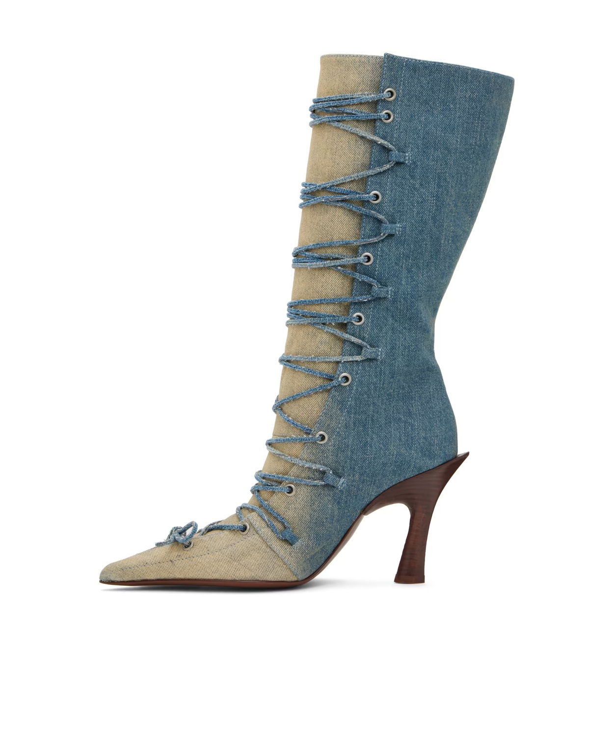 Acne Studios 100mm Denim Knee-high Boots In Blue