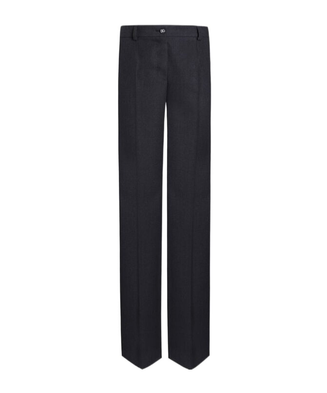Dolce & Gabbana Flared Woolen Pants In Black