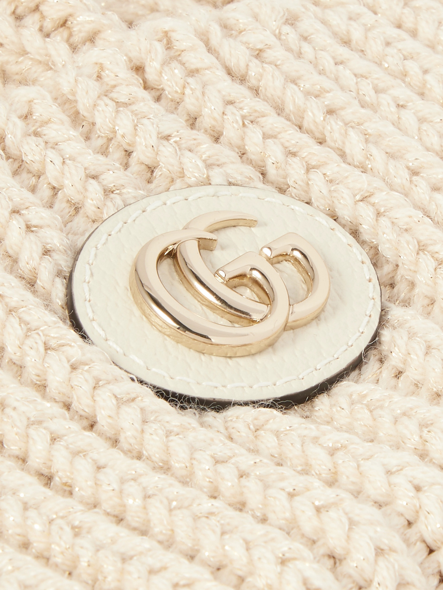 Gucci Double G Wool-blend Lamé Beanie In Nude