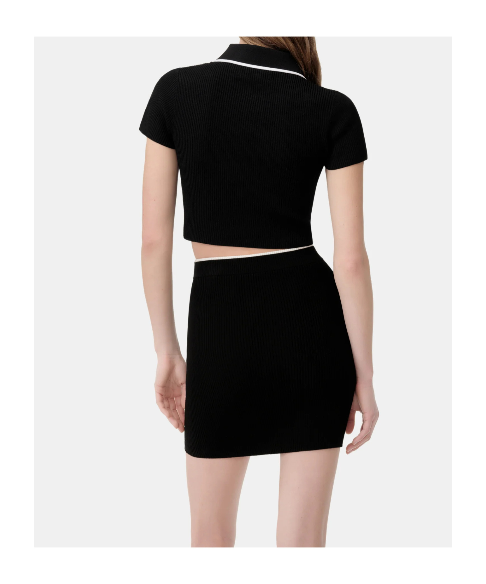 Amiri Logo Embroidered Cropped Polo In Black