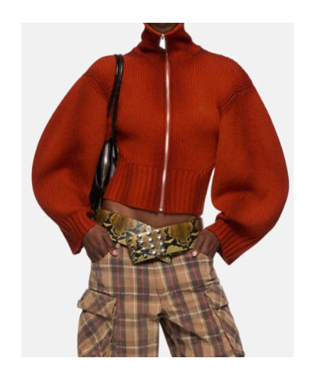 Attico Rust Cardigan In Red