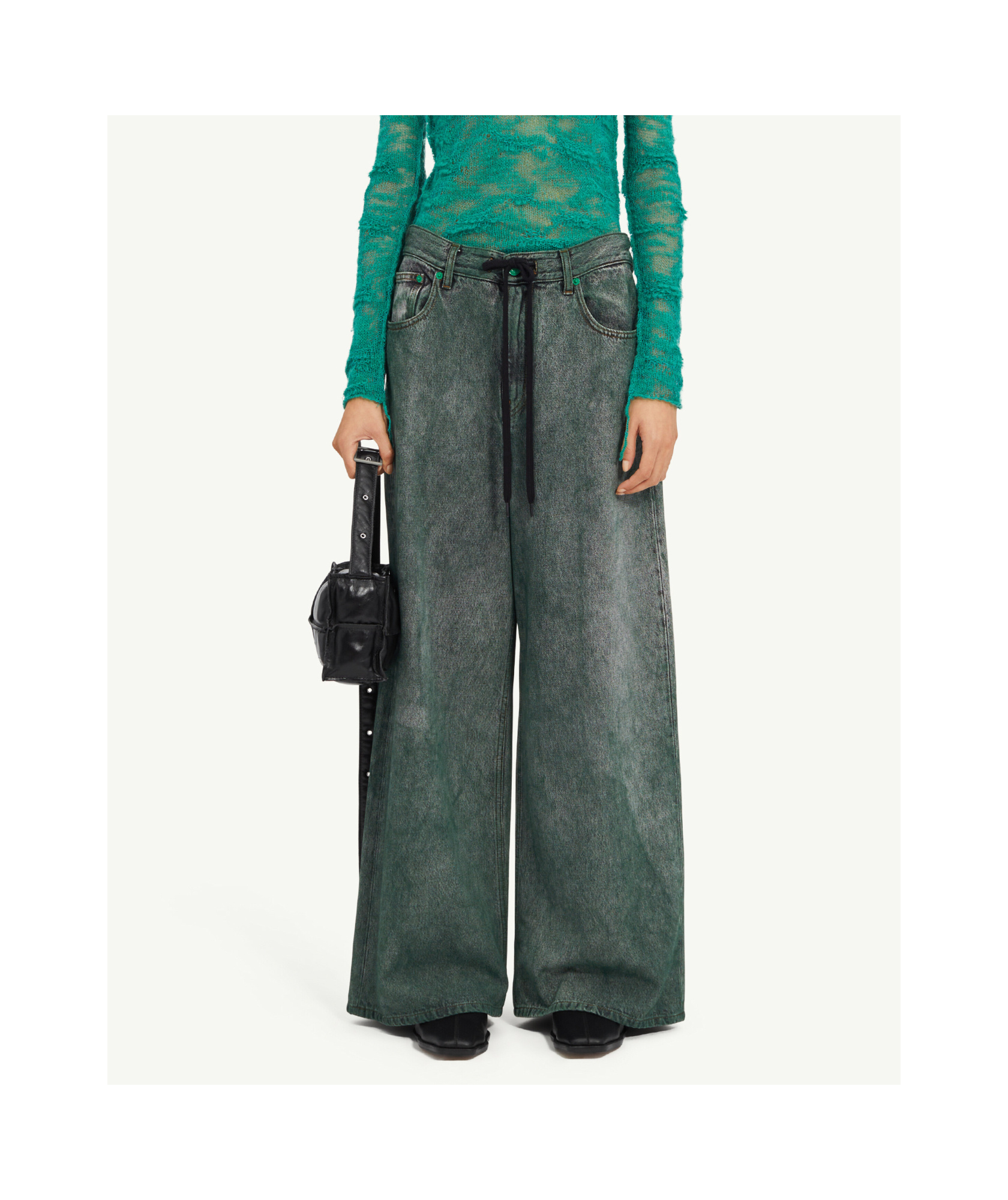 Shop Mm6 Maison Margiela Numeric Denim Trousers In Gray