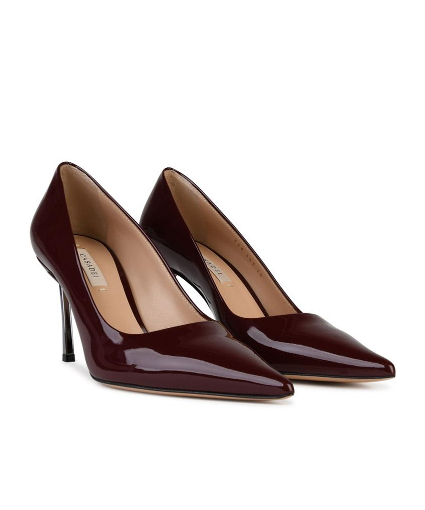 Casadei Pointed-toe High-shine Finish Pumps In Brown