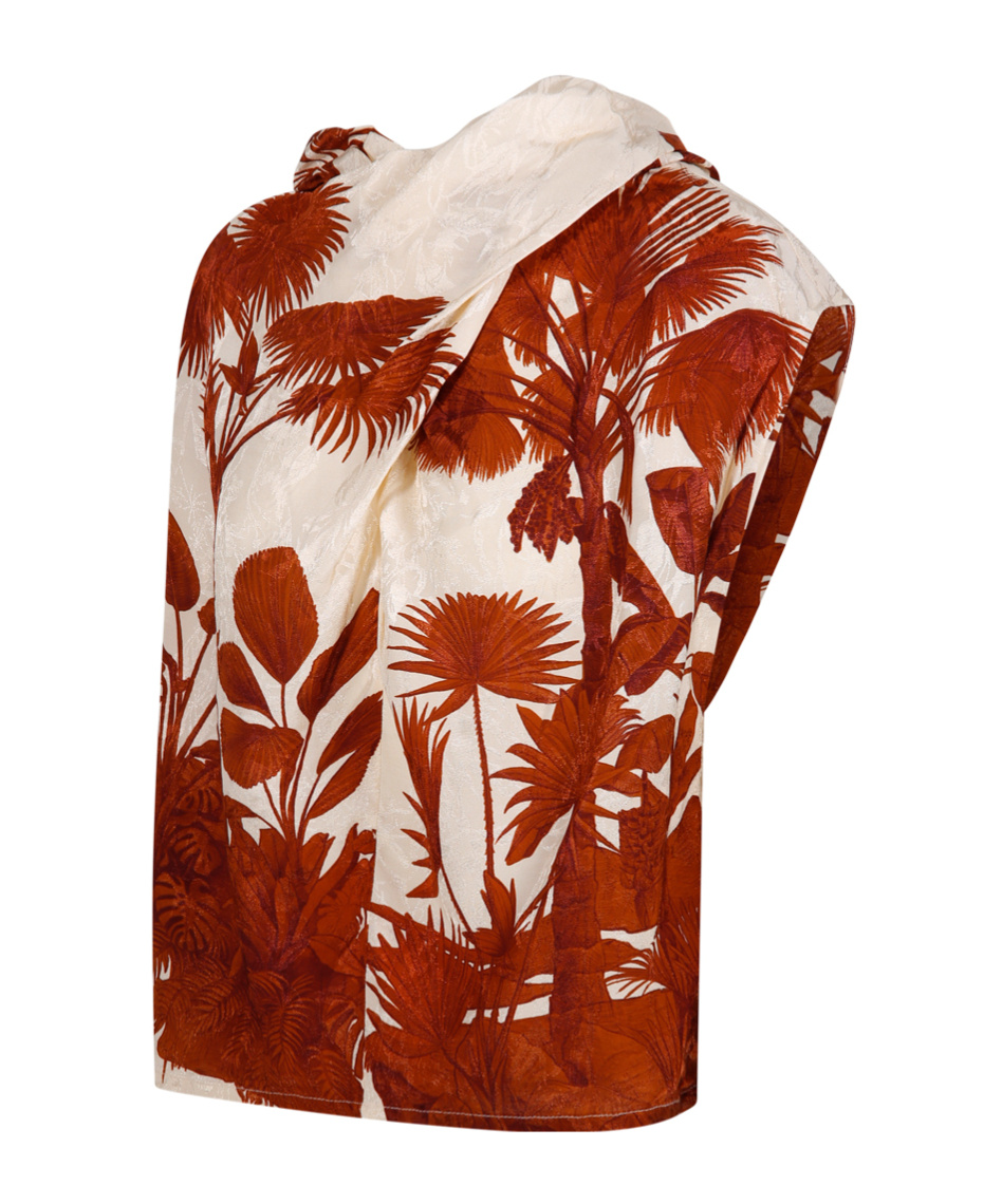 Johanna Ortiz Island Stories Cowl-neck Top In Red
