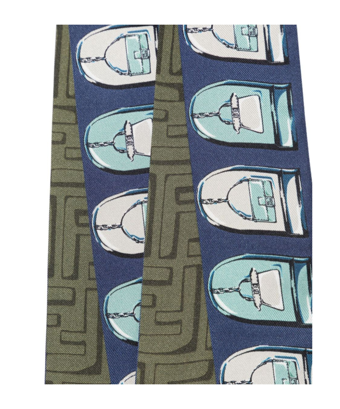 Shop Fendi Green Silk Narrow Scarf In Blue