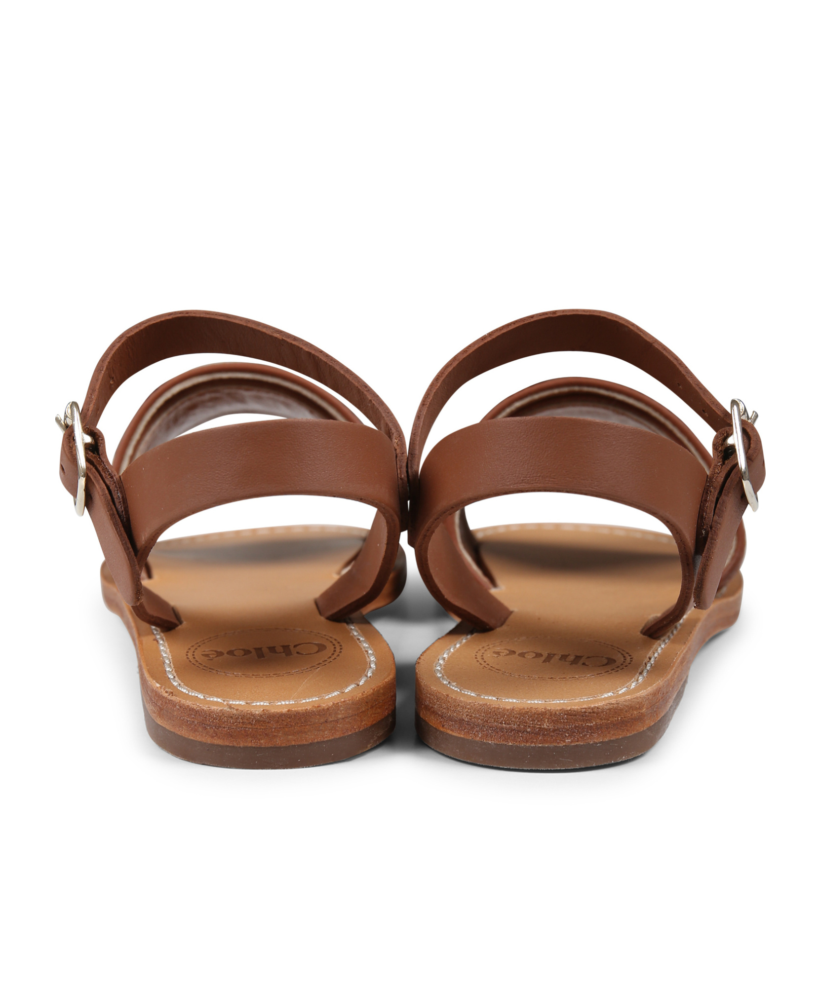 Chloé Round-headed Flat Sandals In Brown