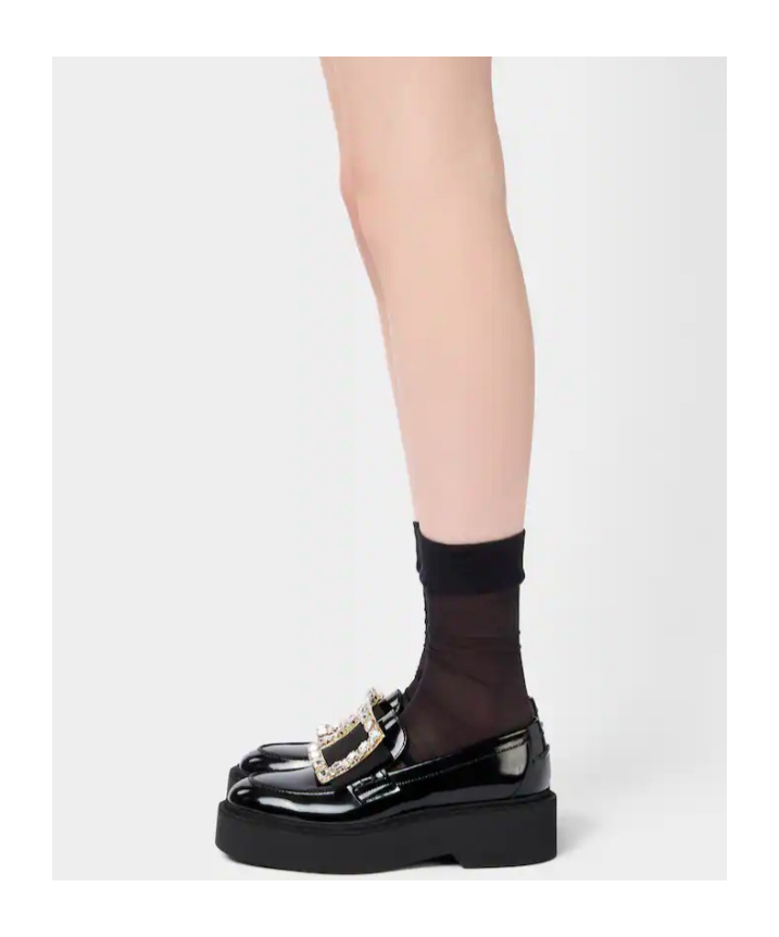 Roger Vivier Viv' Rangers Crystal Embellished Leather Loafers In Black