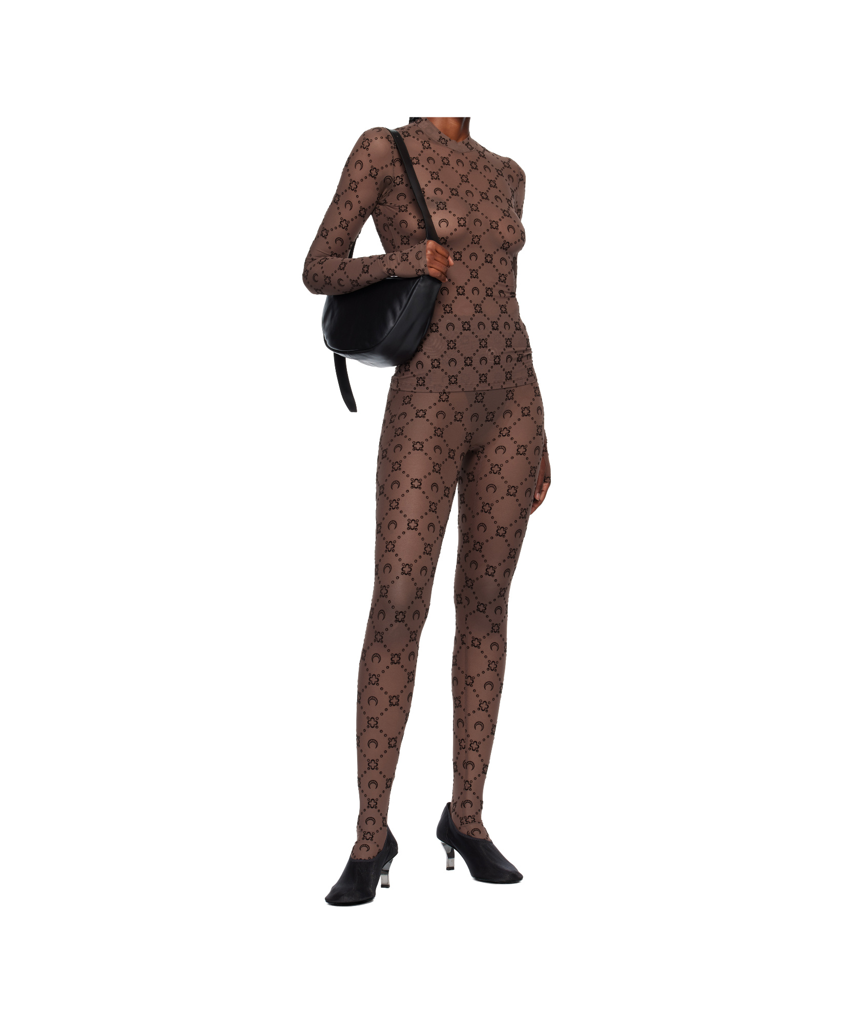 Marine Serre Ssense Exclusive Brown Recycled Mesh Flock Tights In Brown