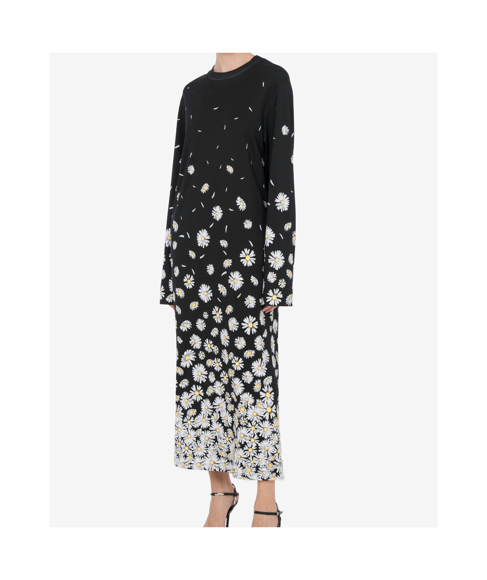 Moschino Black Interlock Daisy Degradé Maxi Dress In Black