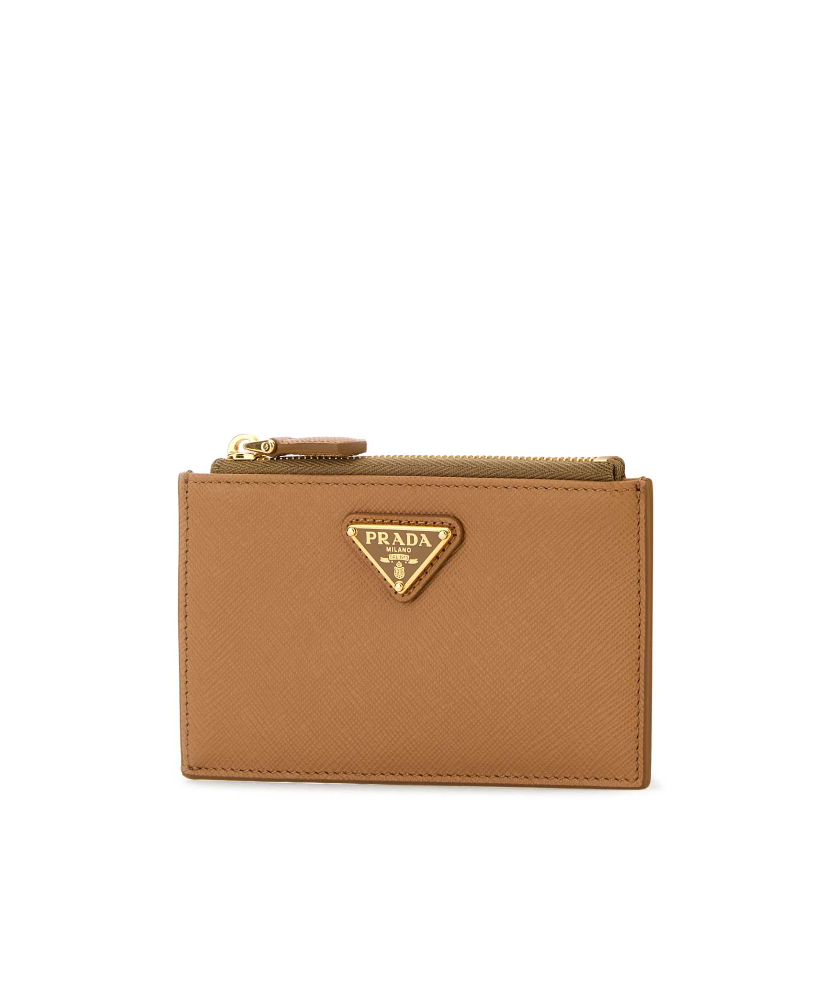 Prada Saffiano Leather Card Holder In Brown