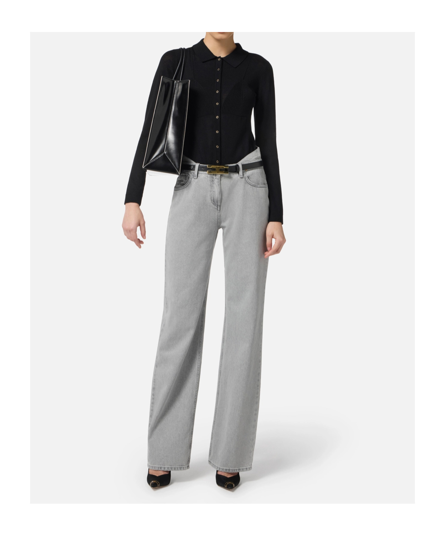 Elisabetta Franchi Wool Blend Cardigan In Black