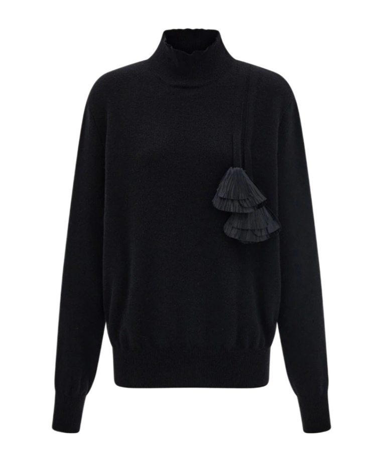 Ferragamo Floral Insert Sweater Sweaters And Cardigans Black In Black
