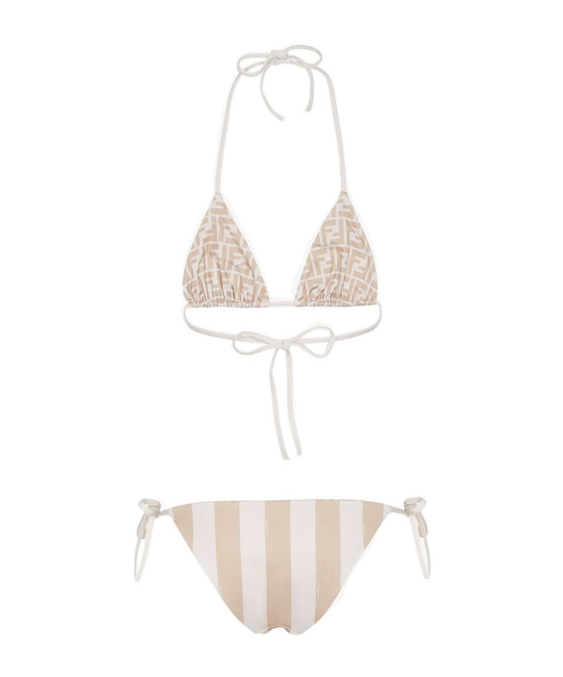 Fendi Beige Lycra Reversible Bikini In White
