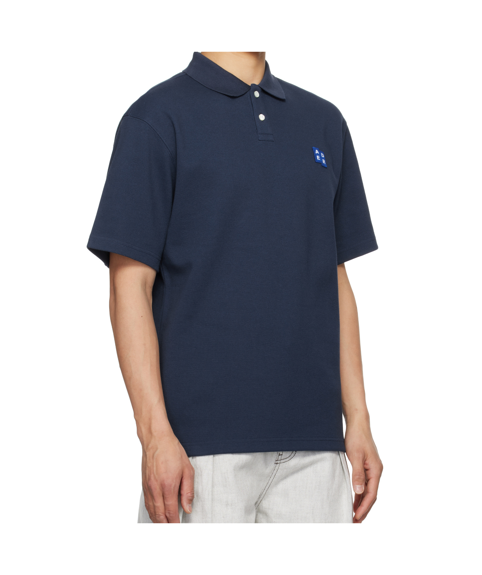 Ader Error Short-sleeved Polo Shirt In Navy Blue
