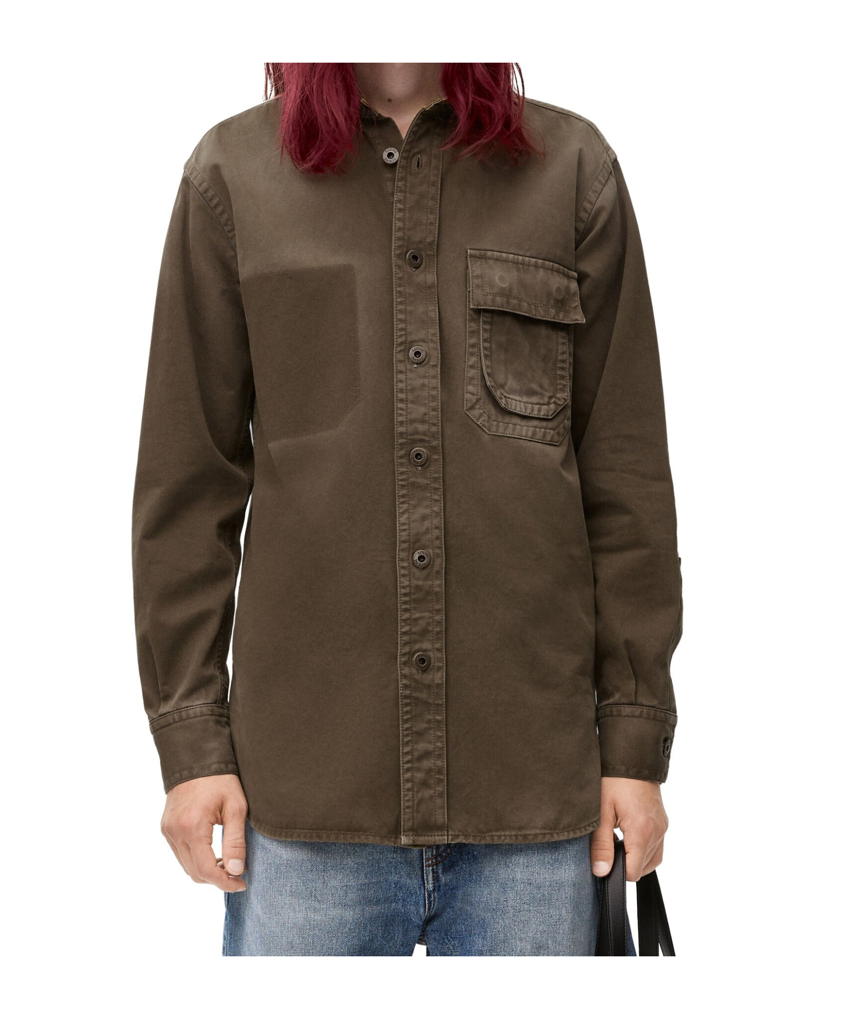 Loewe Long-sleeved Shirt Coat In Brown